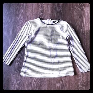 Ann Taylor sailor top faux leather / zip details S